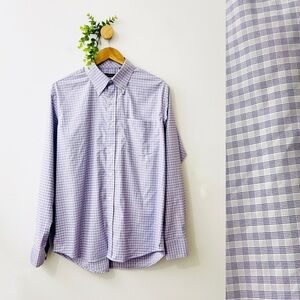 Turtleson Lavender White Plaid Button Up Casual Shirt